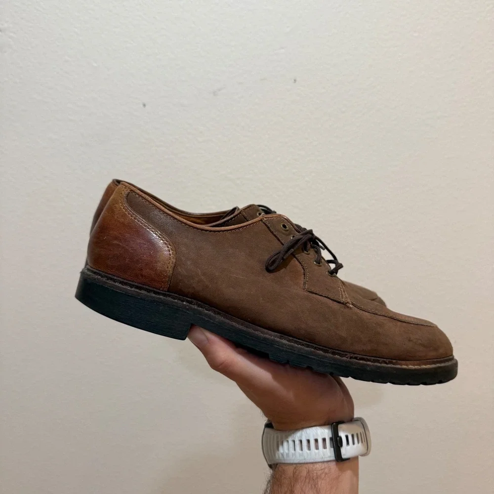 Eddie Bauer Mens Brown Leather Moc Toe Derby Shoes 8.5 M 970130 Made in USA